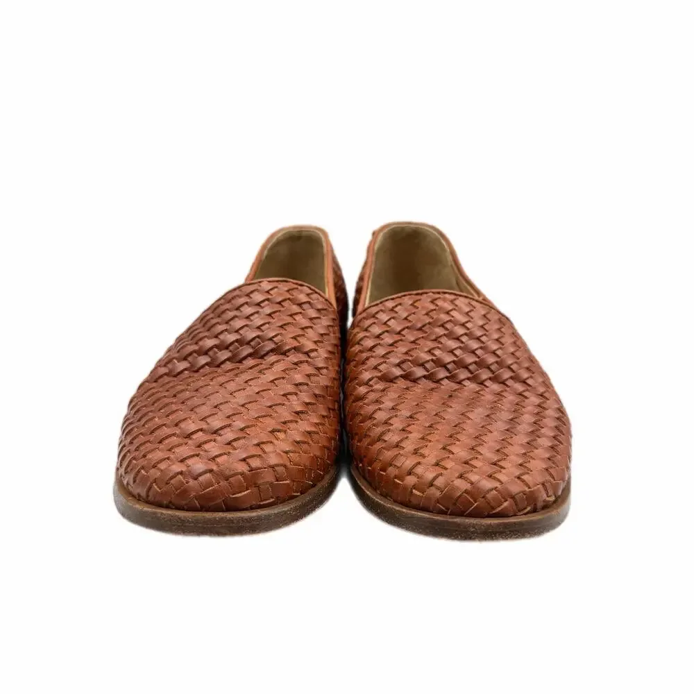 Nisolo Mara Brown Woven Leather Slip-On Casual Comfort Preppy Flat Loafers